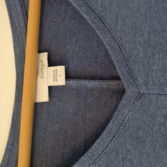 Pure JJill V Neck Side Pockets Stretchy Jersey Shift Casual Work Career Dress L - Picture 6 of 9